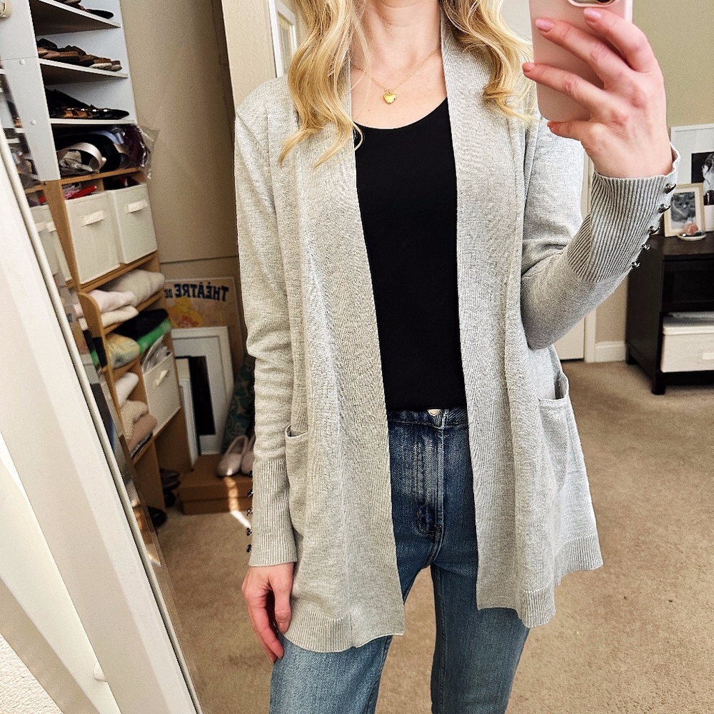 Primark Gray Mid Length Open Long Cardigan Sweater Women's XS
